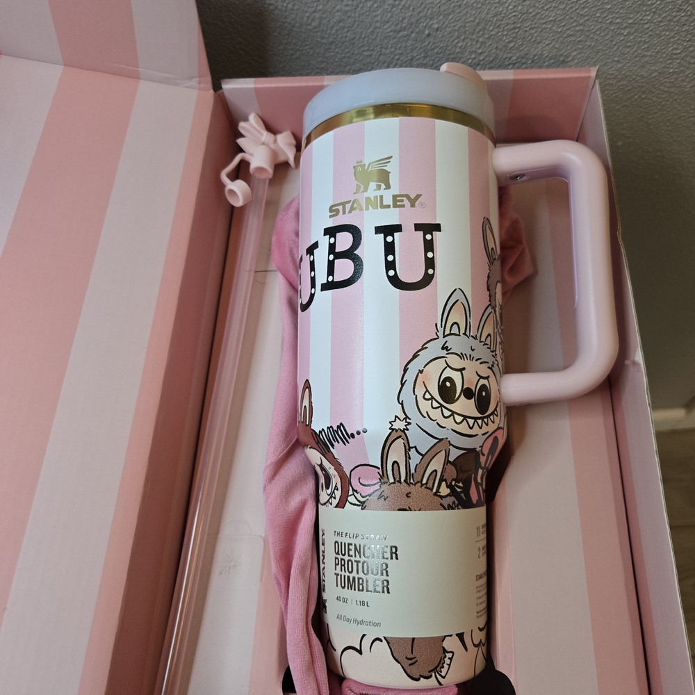 Labubu Pink Tumbler Cup with Dust Bag
